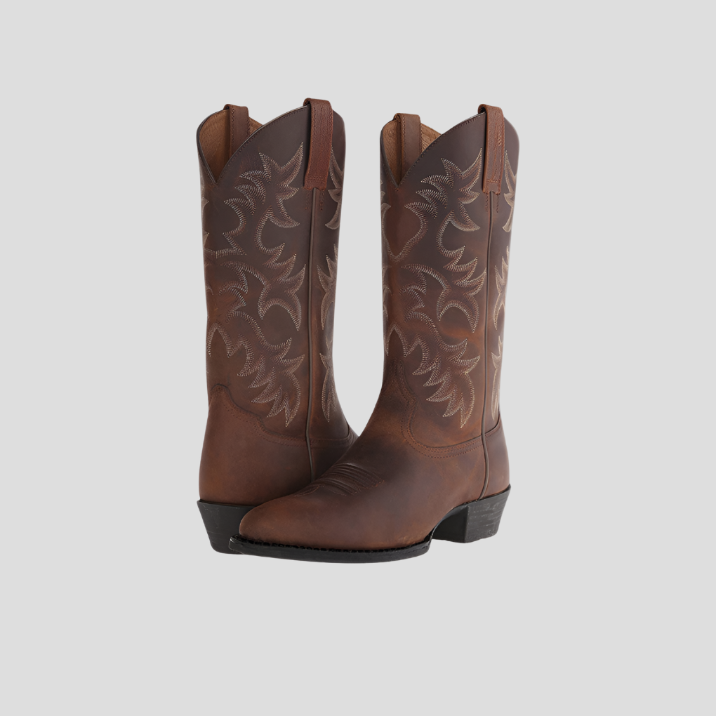 Høye kvinners cowboy-støvler i faux lær, med en elegant vestlig stil for komfortabel hverdagsmote.