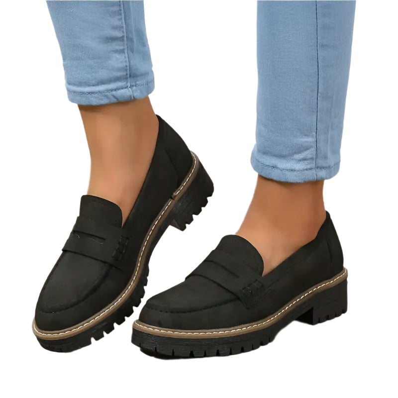 Elegante loafers for kvinner med retrodesign, komfortable slip-on hverdagssko.