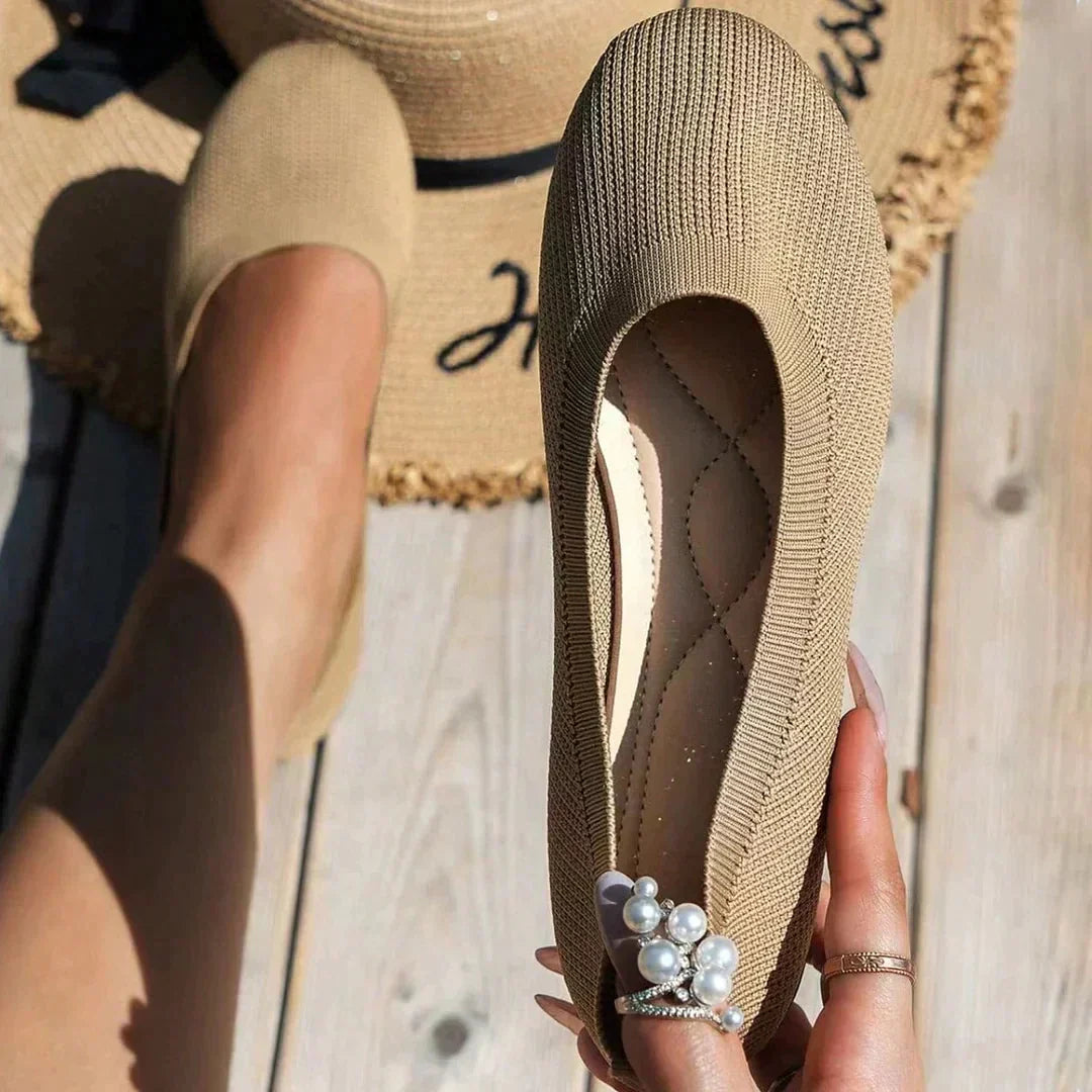 Lette og antiskli ballerina sko for kvinner, elegant mesh design, perfekte komfortsko for sommer.