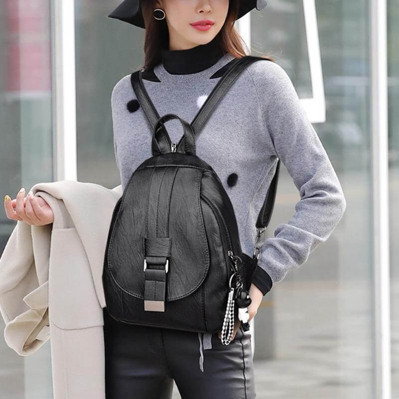 Geschlossener diebstahlsicherer Lederrucksack, elegant und kompakt, perfekt für Städtereisen