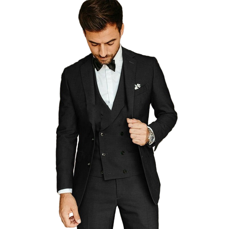 Eleganter Herren 3-Teiler Anzug in Blau, komplett mit Blazer, Weste und passender Hose.