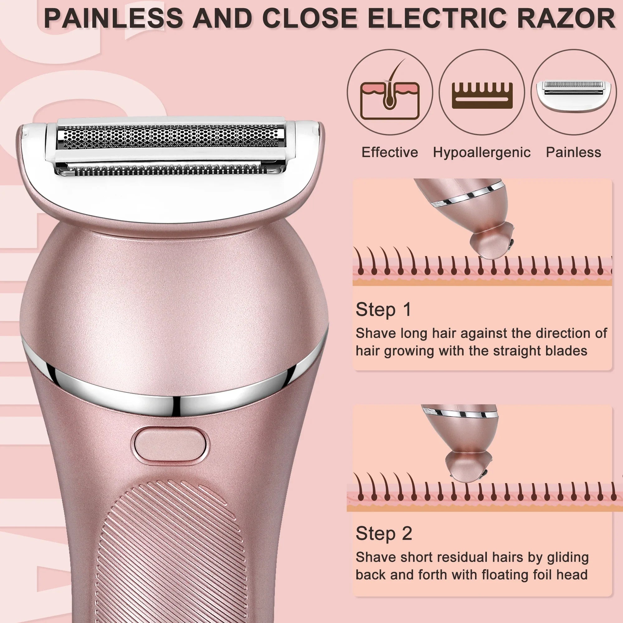 Effektiv hårfjerning for kvinner med epilator. Passer for ben, armer og bikinilinje for silkemyk hud.