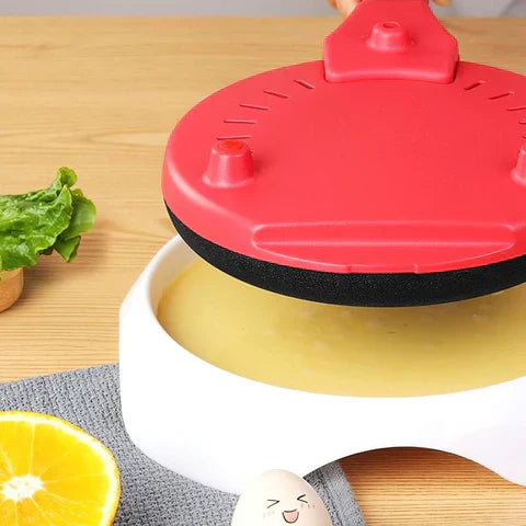 Kompakt nonstick crepepanne med presis temperaturkontroll for jevne og deilige pannekaker. Praktisk kjøkkenutstyr.