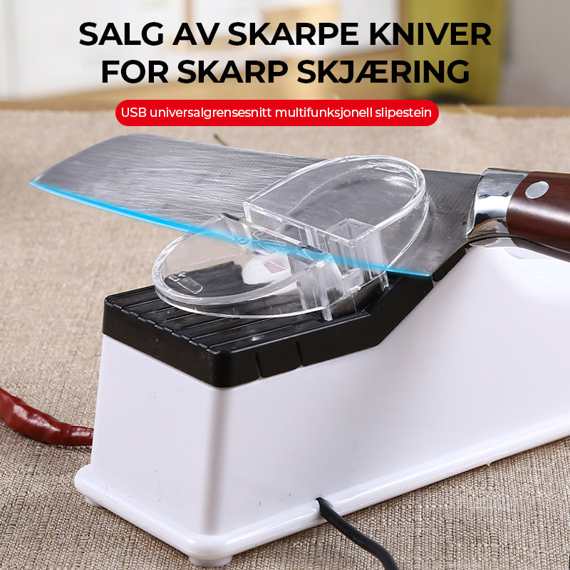 Kraftig elektrisk knivsliper som enkelt forvandler sløve kniver til ekstremt skarpe verktøy for kjøkkenet.