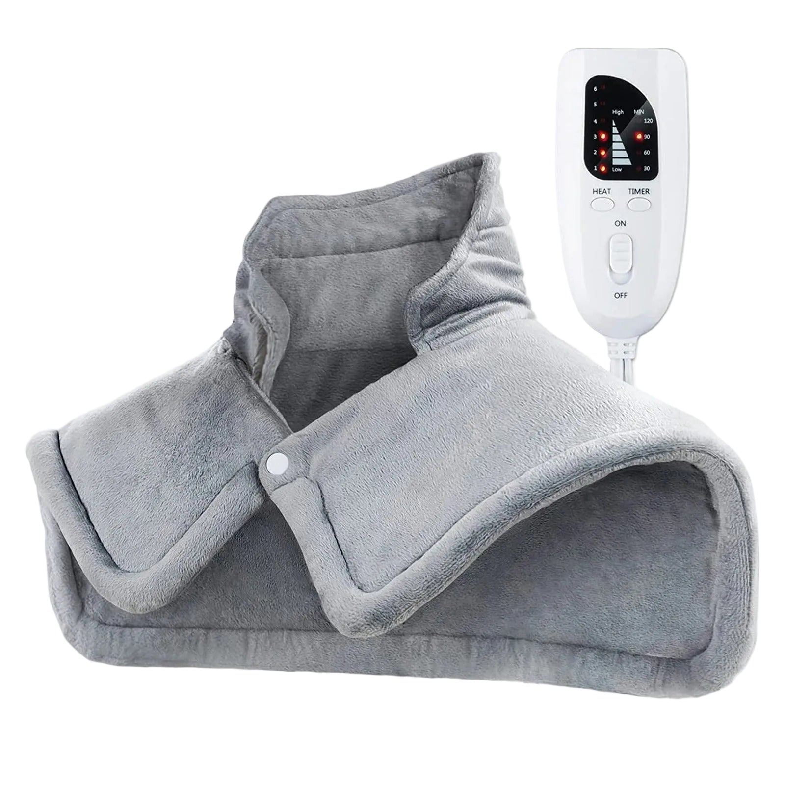 Elektrisk varmepute for nakke og skuldre, gir smertelindring og avslapning. Komfortabel og ergonomisk design.