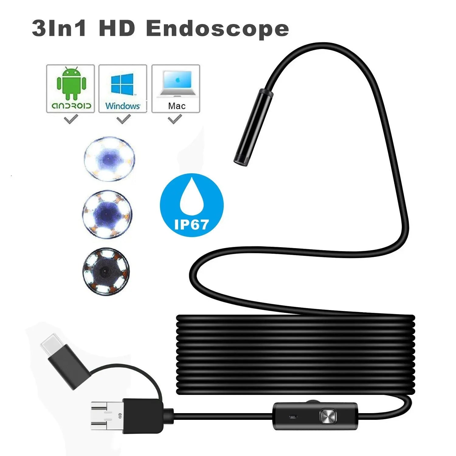 DIY-verktøy: USB-endoskopkamera med 5,5 mm bevegelig hode for enkel diagnostisk inspeksjon hjemme.