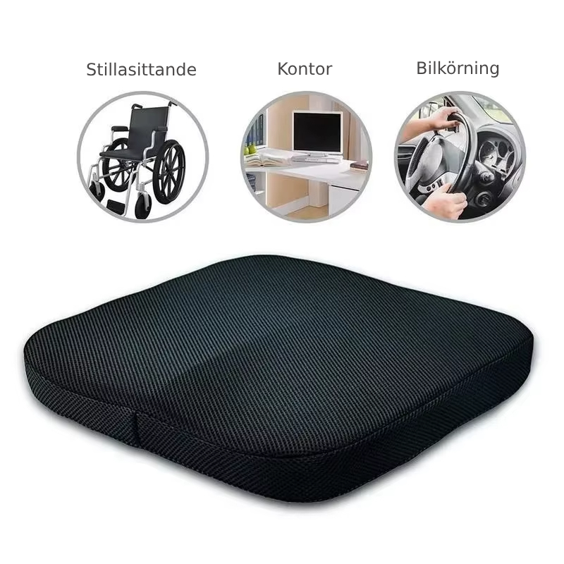 Minneskum setepute for kontorstol, gir ergonomisk støtte og fremmer sunn holdning.