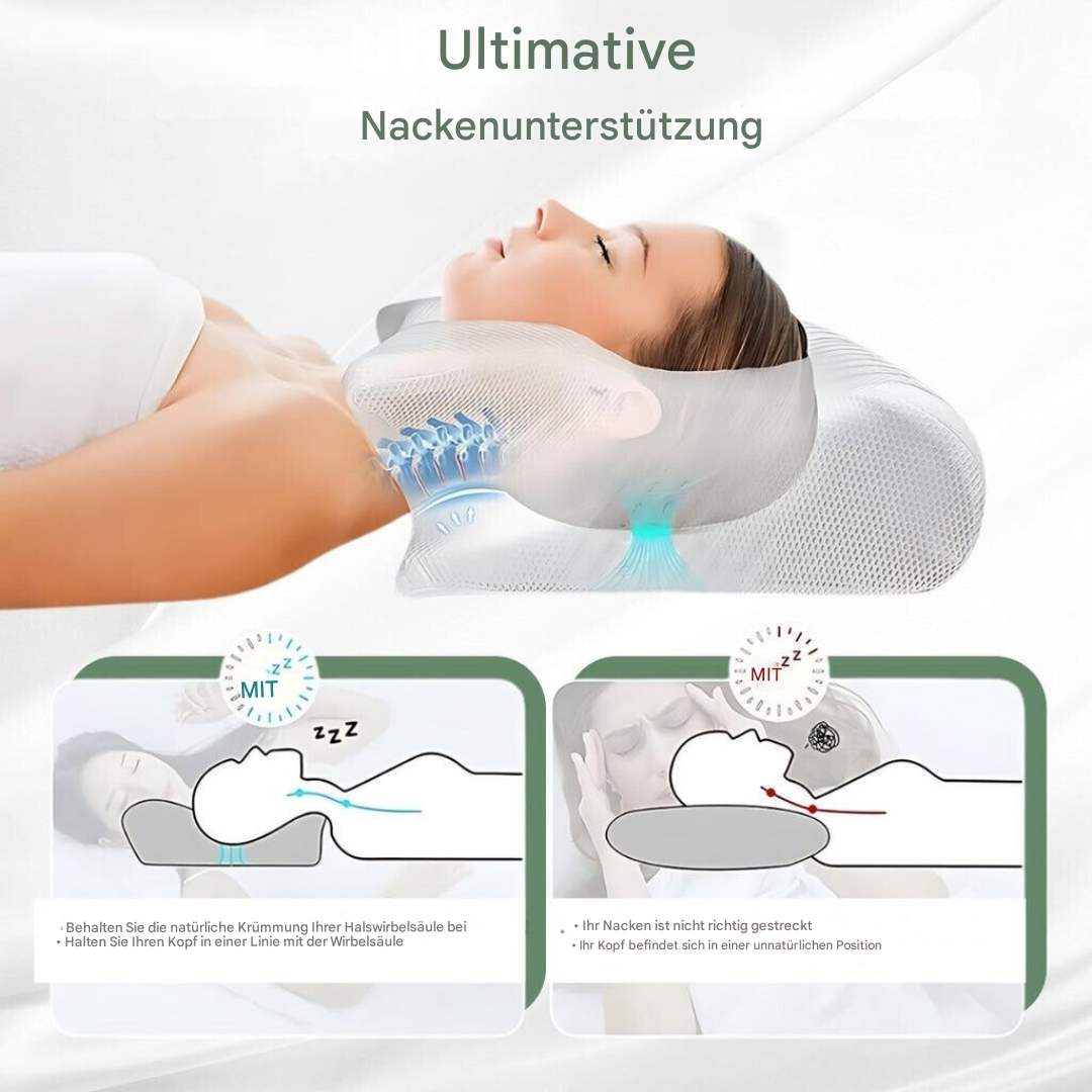 Nærbilde av vaskbar ergonomisk pute. Enkel å holde ren for hygienisk søvn.