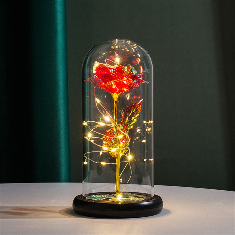 Fantastisk gave: Evig rosekuppel med LED-lys, perfekt for jubileum og romantiske anledninger.