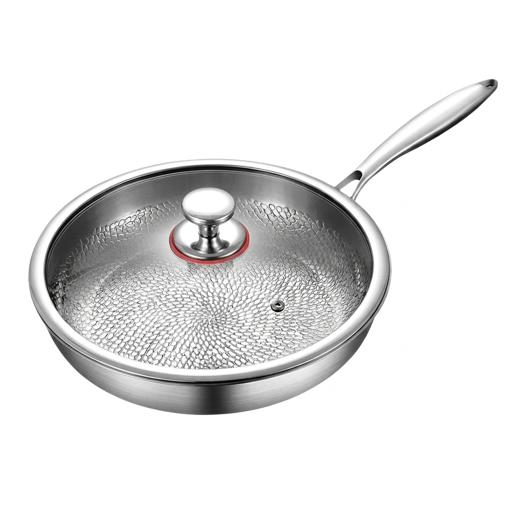 Elegant titan stekepanne, ideell for daglig matlaging. Robust og varmebestandig kjøkkenutstyr i titanlegering.