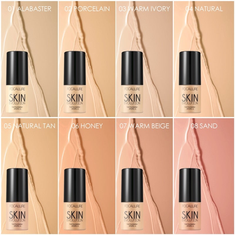 Hypoallergen flytende foundation for feilfri hud og solbeskyttelse