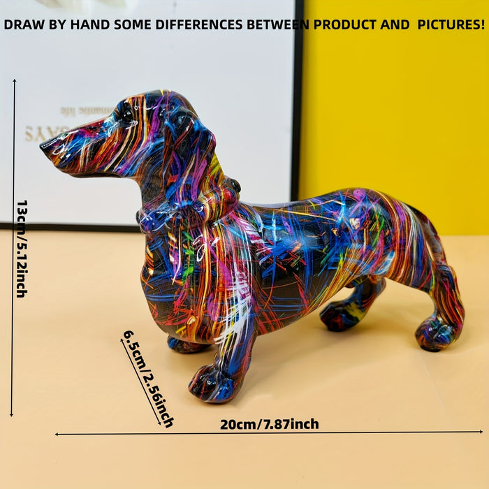 Vibrerende lilla dachshund dekorasjon. En fargerik dyrefigur som gir personlighet til moderne interiør.