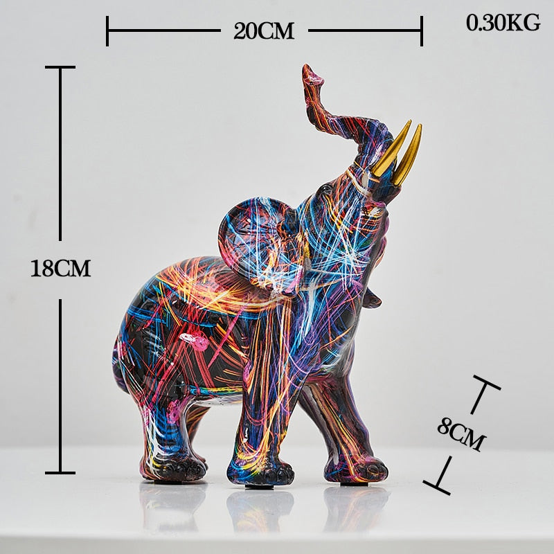 Abstrakt fargerik elefant, en unik graffiti statue for et moderne hjem.