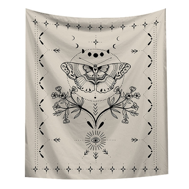 Fargerikt fantasy veggteppe, polyester/flanell, magisk romdekorasjon for stue eller soverom.