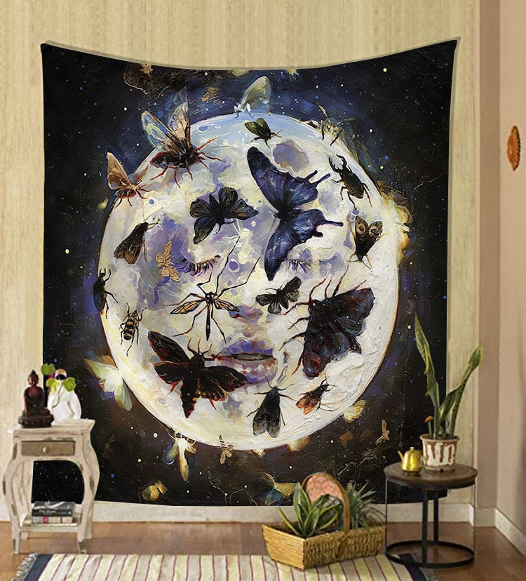 Dekorativt fantasy veggteppe, unikt design i flanell/polyester for hjemmets vegger.