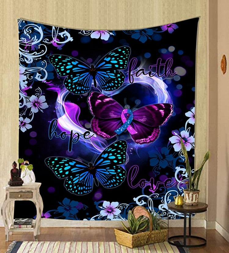 Veggkunst for stue/soverom: Fantasy teppe, fargerik polyester, skaper eventyrlig atmosfære.
