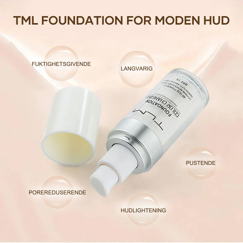 Fuktighetsgivende foundation for moden hud, gir naturlig glød, oljekontroll og beskyttelse med SPF15.