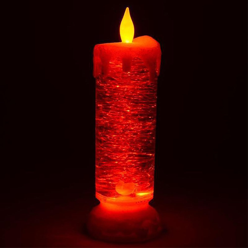 Batteridrevet LED glitterlys; et trygt, fargeskiftende alternativ til tradisjonelle stearinlys.