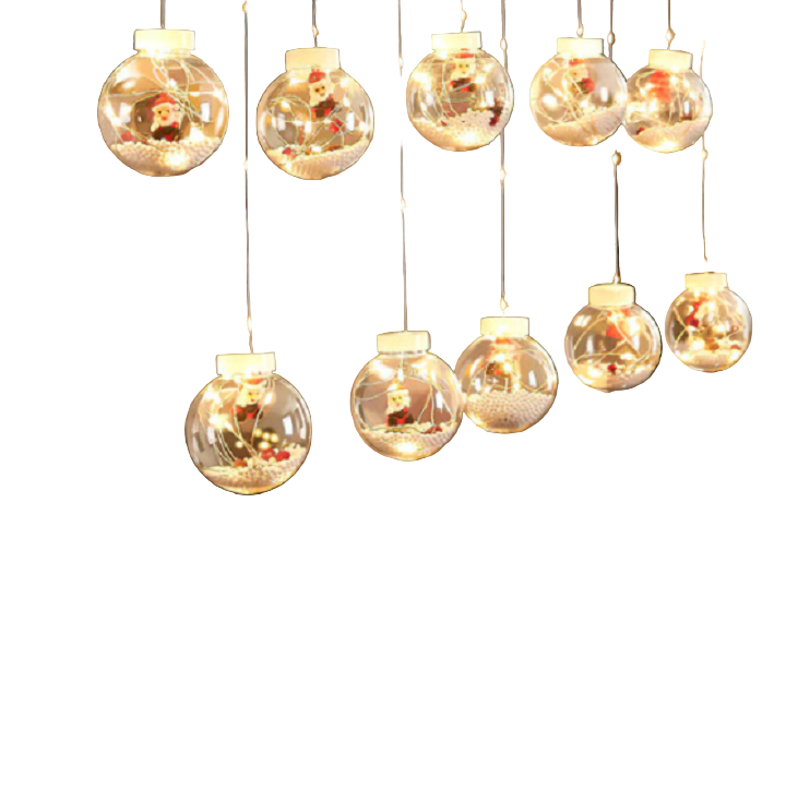 Festlige julelys med kuleformet LED-design for magisk innendørs og utendørs julestemning.