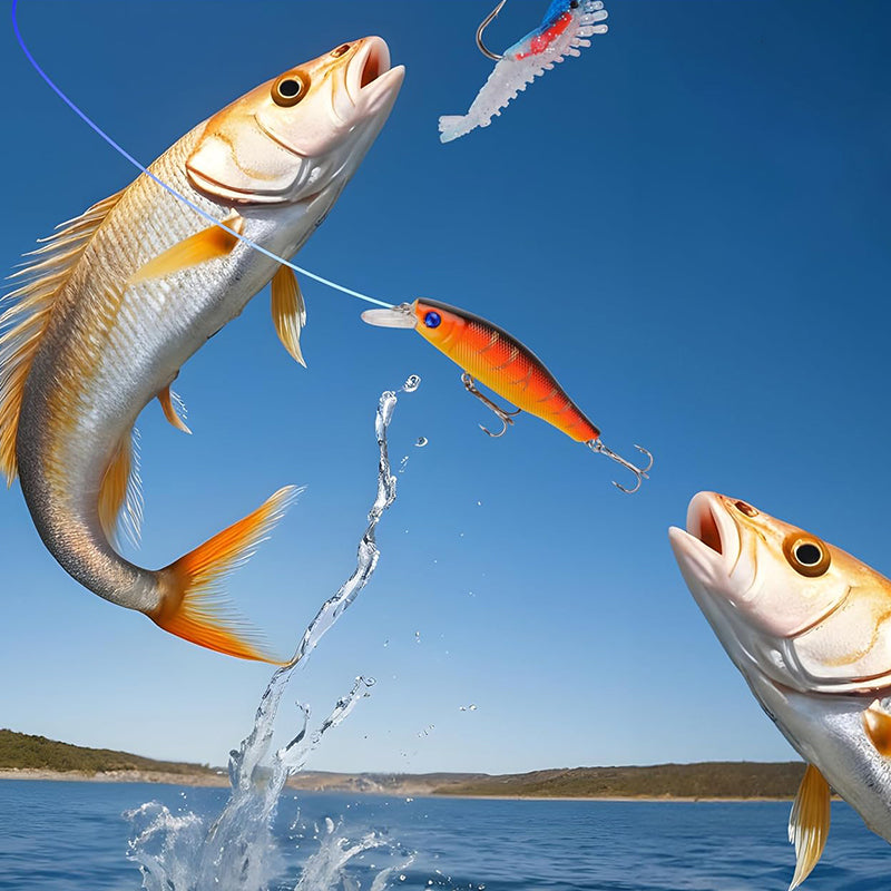 Fiskeutstyr blindboks-kalender med overraskende innhold til jul for sportsfiske.