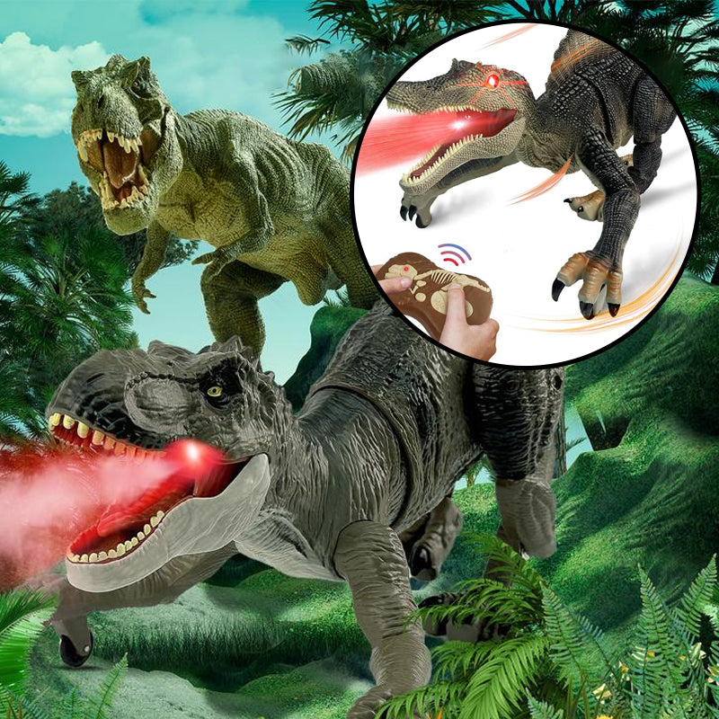 Fjernstyrt dinosaurleke med imponerende LED-lys i øyne og munn. Spennende barnasleke.
