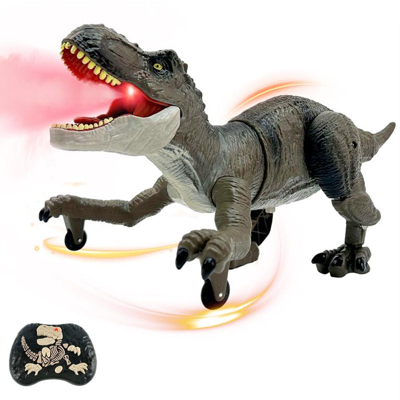 Detaljert fjernstyrt dinosaurleke, viser realistisk skinn og tekstur. Flott for barn.