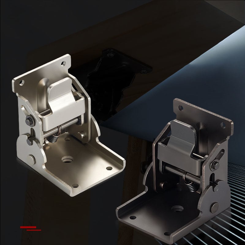 Plassbesparende sammenleggbar hengsel i metall, perfekt for DIY-prosjekter i hjem og verksted.