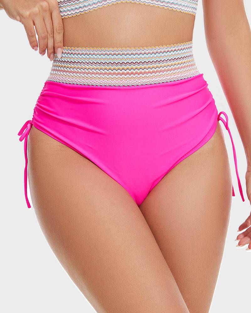 Strandklar fargeblokk bikini, høy midje og formende for kvinner.