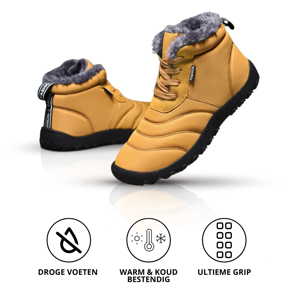Svart herre barfotsko for vinter, vanntett og ergonomisk design for naturlig bevegelse og utendørs komfort.