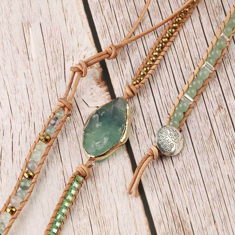 Håndlaget grønt aventurin armbånd for meditasjon. Gir ro og balanse.