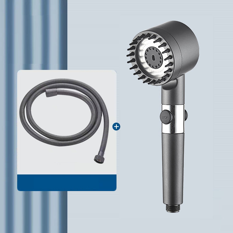Universal grått høytrykksdusjhode med filter og 3 moduser, ideelt for ethvert moderne baderom.