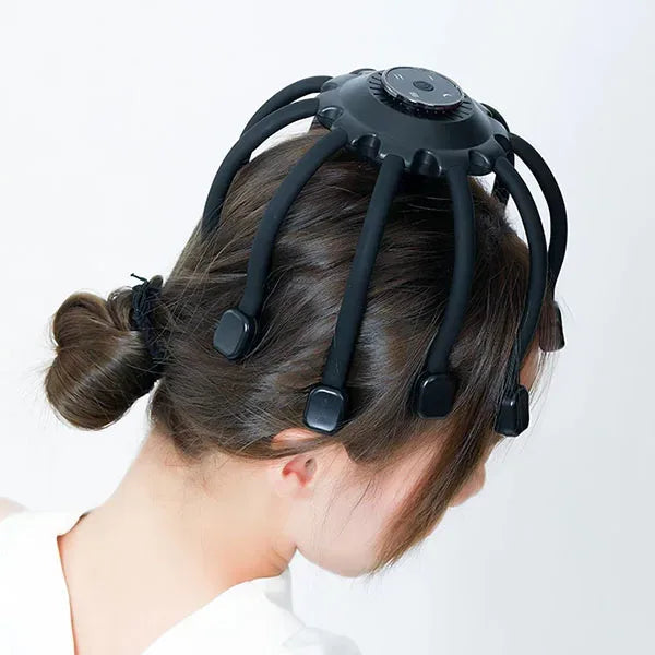 Innovativt elektrisk hodemassasjeapparat. Håndfri stresslindring, dyp avslapning og velvære hjemme.