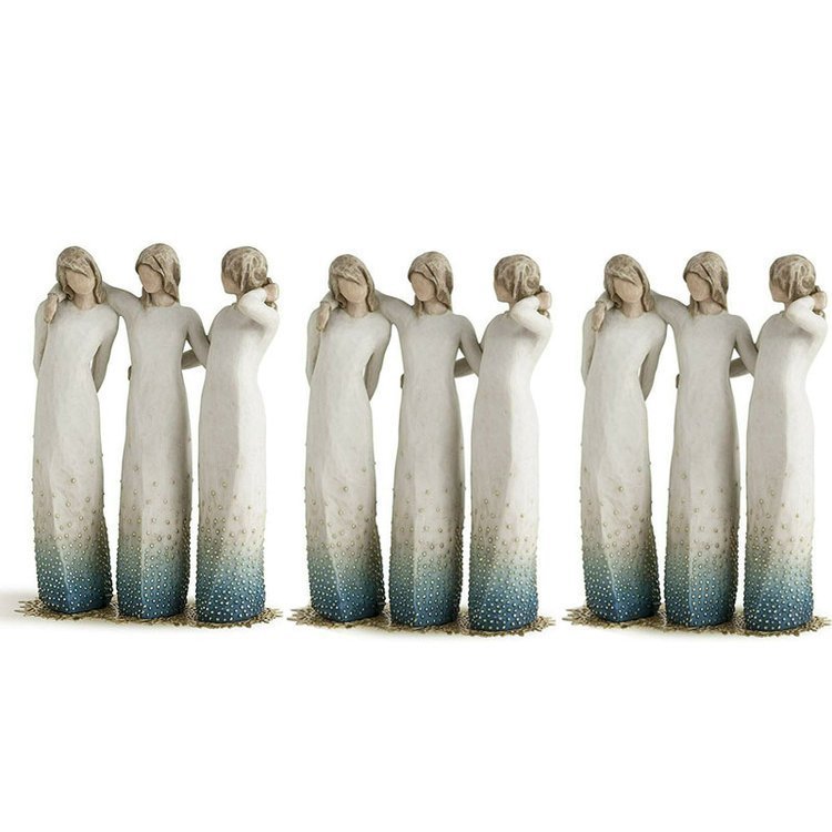 Elegant håndlaget kunstverk: harpiks søsterstatue. Perfekt gaveide for hjemmet, styrker familiebånd og vennskap.