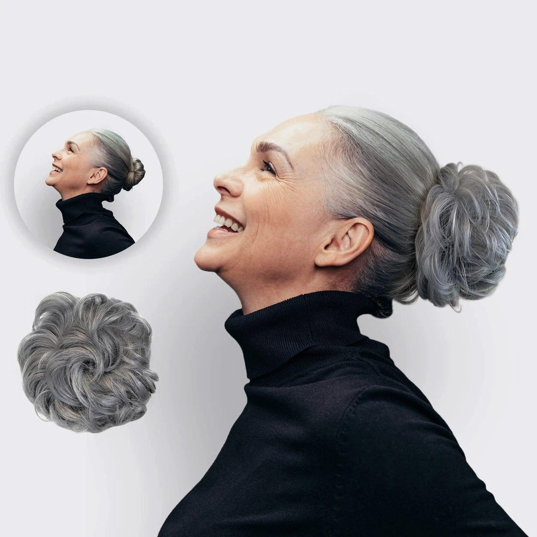 Hårknoll scrunchie som gir øyeblikkelig volum og en enkel frisyre.