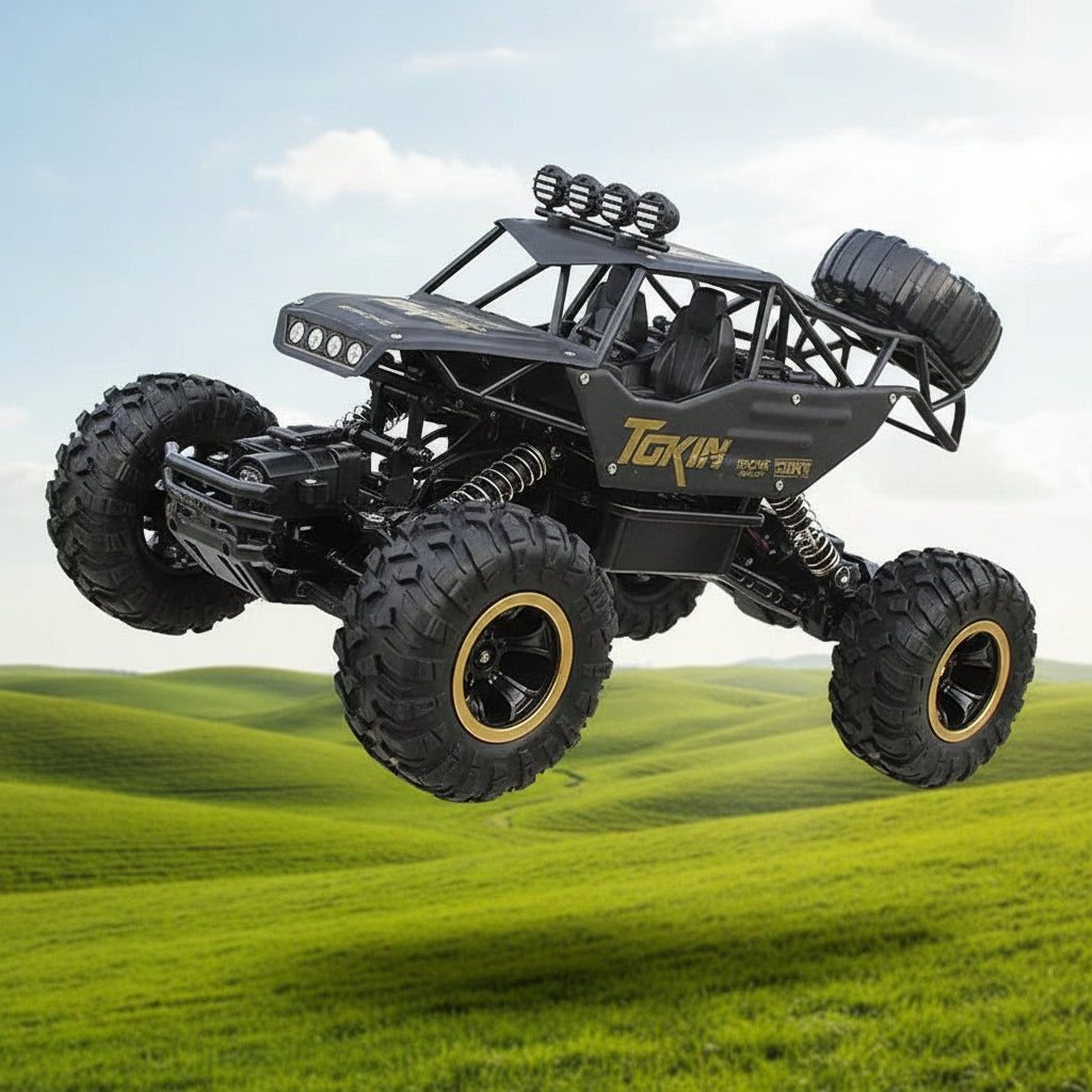 Fjernstyrt 4x4 monstertruck med kraftig motor. Perfekt for utendørs moro og eventyr.