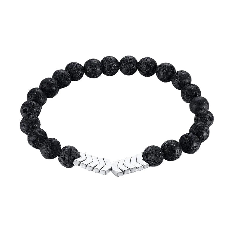 Hellig Pil diffuser armbånd for kvinner med lavastein og hematitt. Perfekt for aromaterapi og velvære.