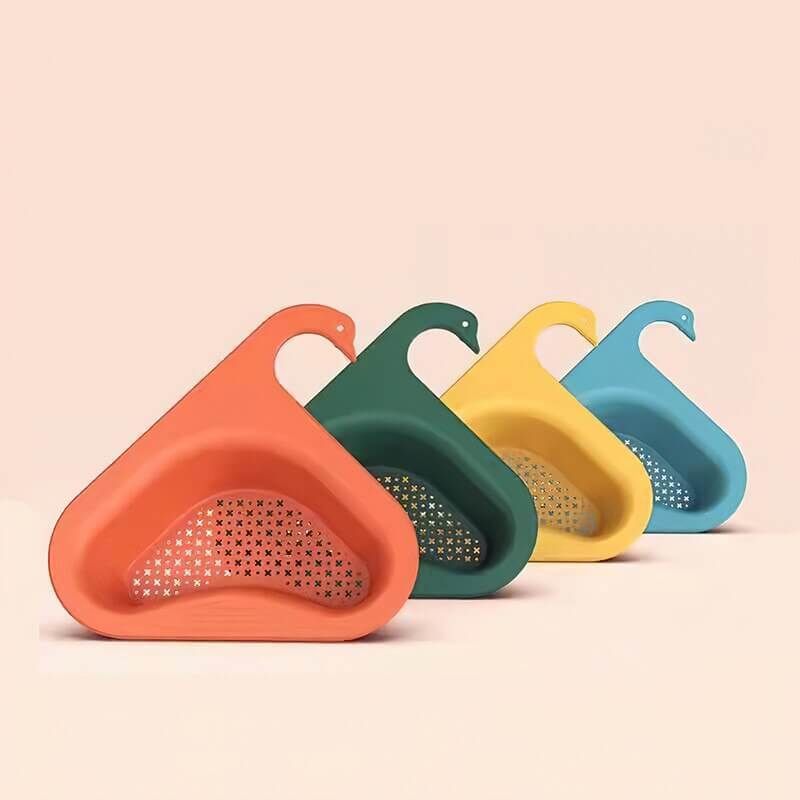 Multifunksjonell trekantet vask sil i plast. Perfekt kjøkkenutstyr for oppvask, restefangst og rent avløp.