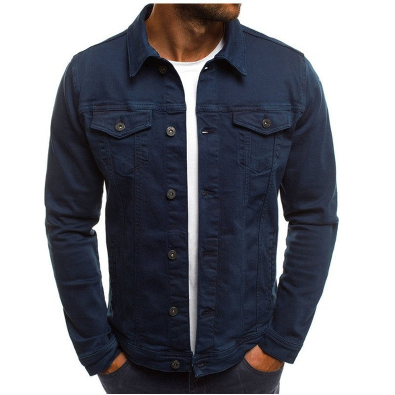 Herre denimjakke med brystlommer og knapper, en praktisk og stilig fritidsjakke for menn.