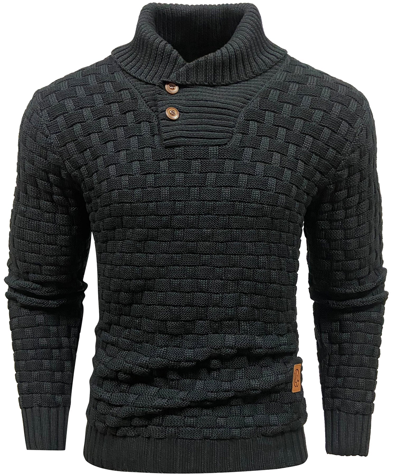 Herre genser med høy krage og elegant design. Stilig pullover strikkegenser for menn.