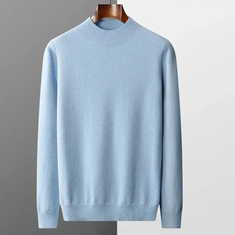 Stilren herregenser med rund hals, ideell som overdel for casual antrekk.