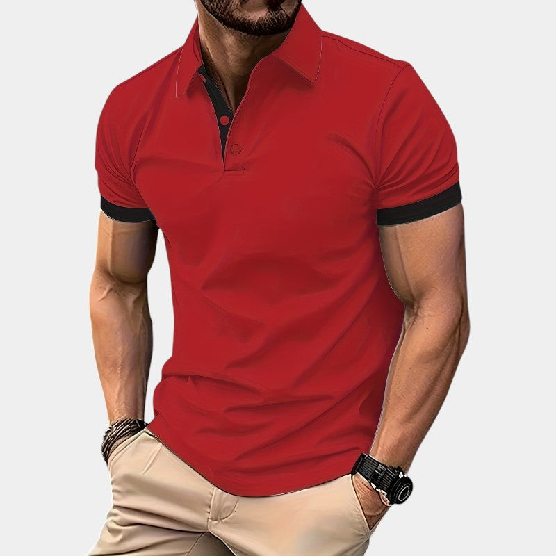 Herreklær: Pustende golfskjorte i polyester, ideell for både golf og casual sommersbruk.