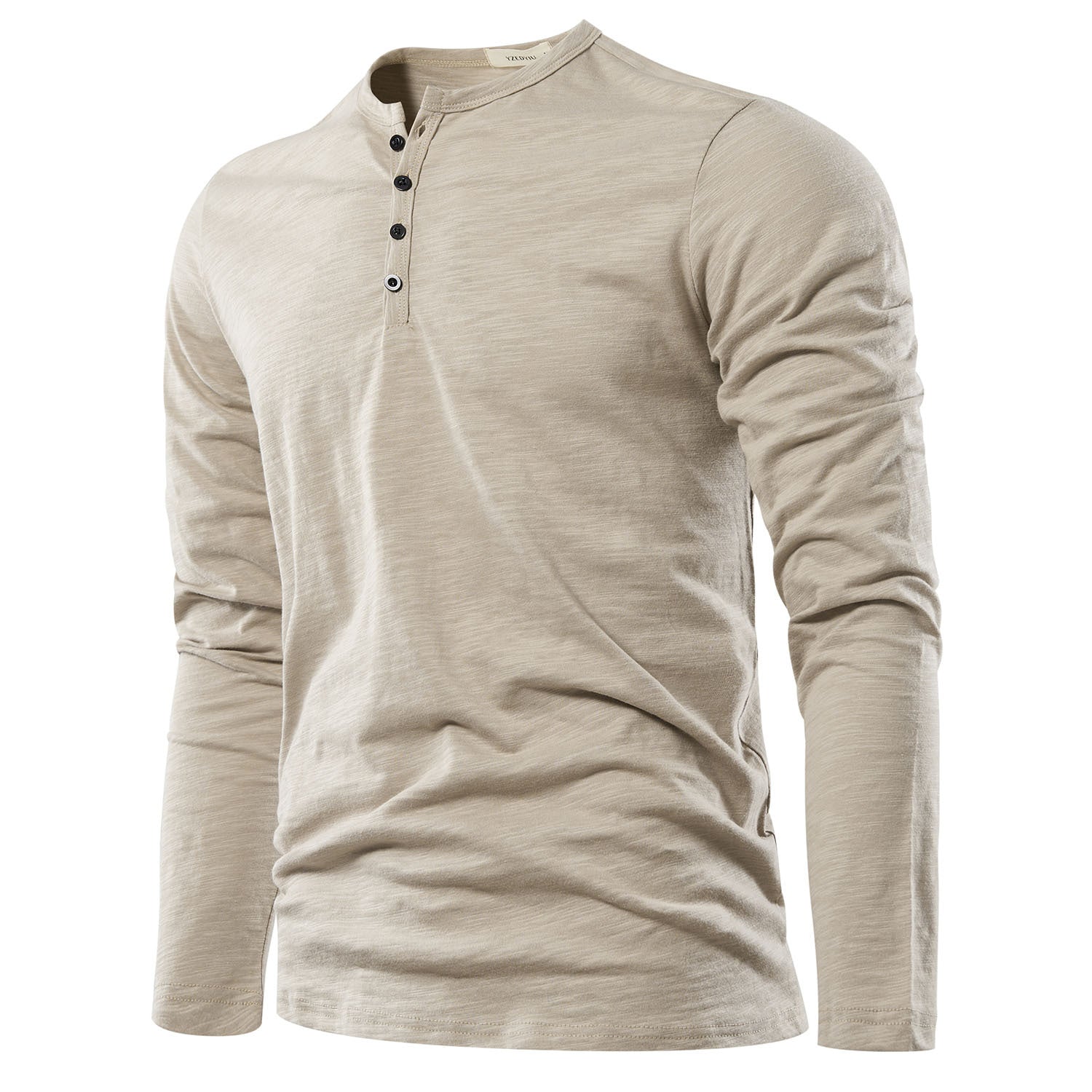 Myk og komfortabel langermet t-skjorte med Henley-design for menn, ideell for alle årstider.