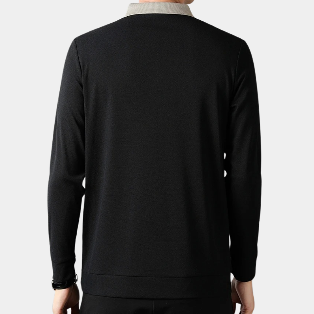 Stilfull langermet herrepoloshirt med polokrage. En garderobeklassiker for alle anledninger.