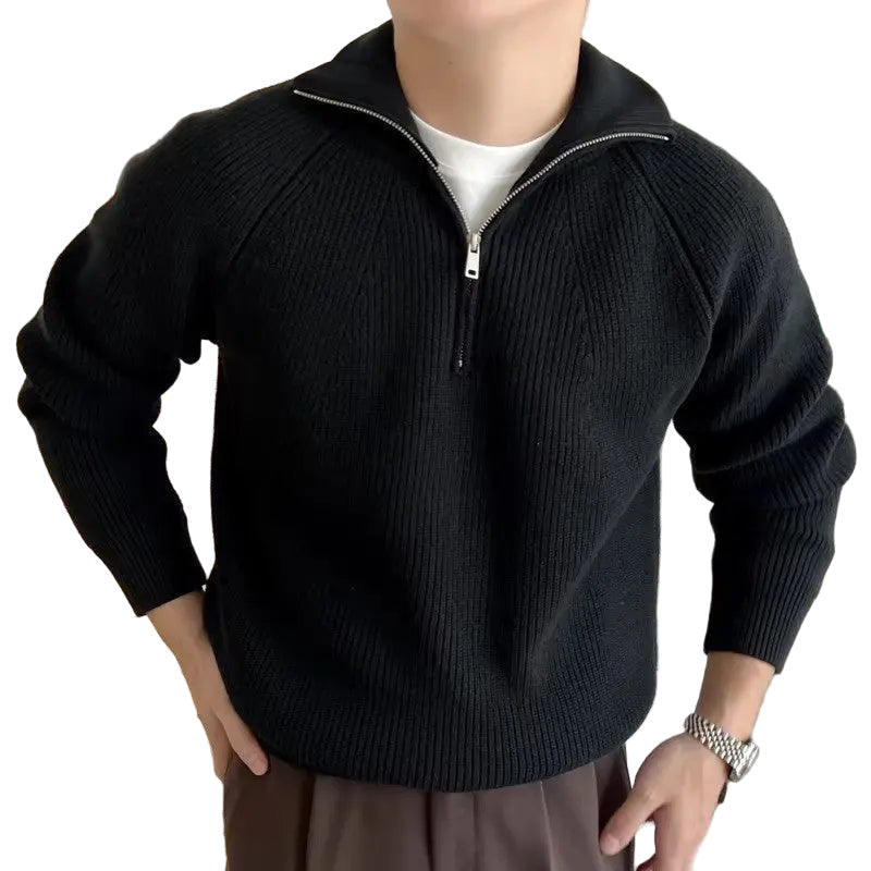 Herre langermet trøye med kvart glidelås og klassiske striper. Komfortabel herregenser for hverdag og casual bruk.