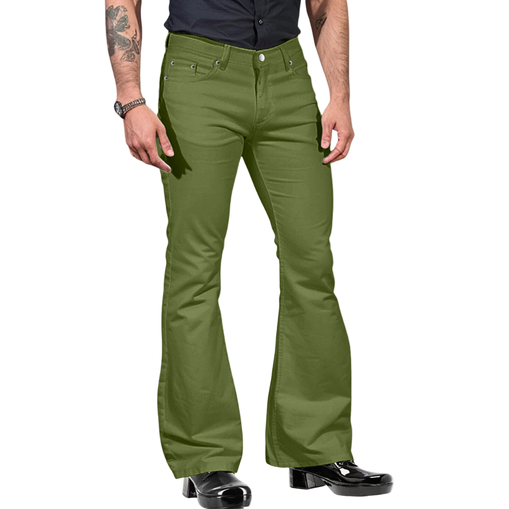 Herre retro flare bukser i komfortabel stretch. Vintage-inspirert stil for vår og høst.