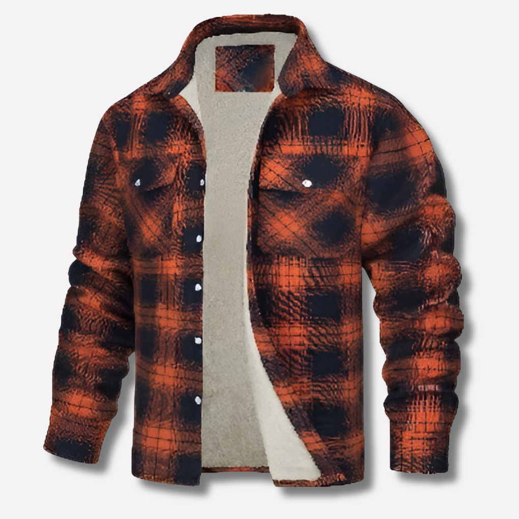 Herre rutete bomullsflanellskjorte, perfekt for en varm og stilig "lumberjack" look om høsten.