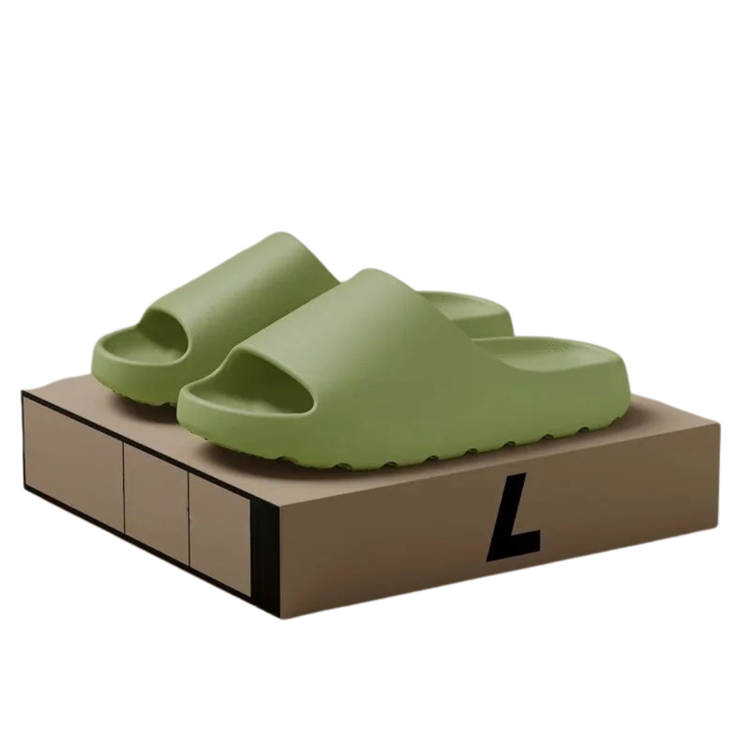 Beige Herre Sky tøfler, minimalistisk casual stil, lettvekt og komfortable for både inne og utebruk.
