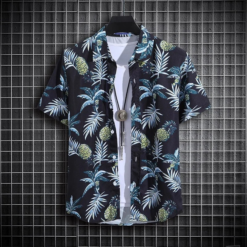 Mønstret herre strandskjorte, perfekt ferieklær. Kortermet for en casual sommerlook.