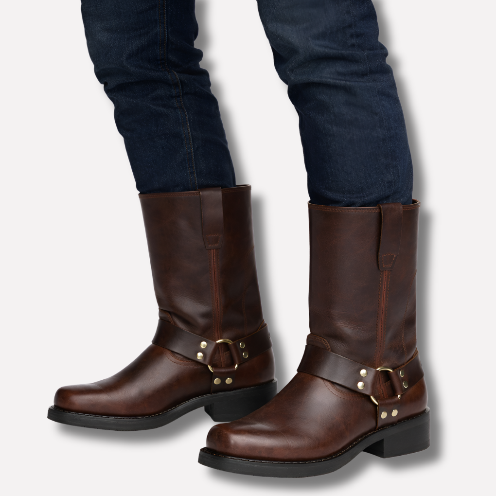 Moteriktige herre cowboystøvler i ekte skinn, med autentisk vintage stil for alle anledninger.