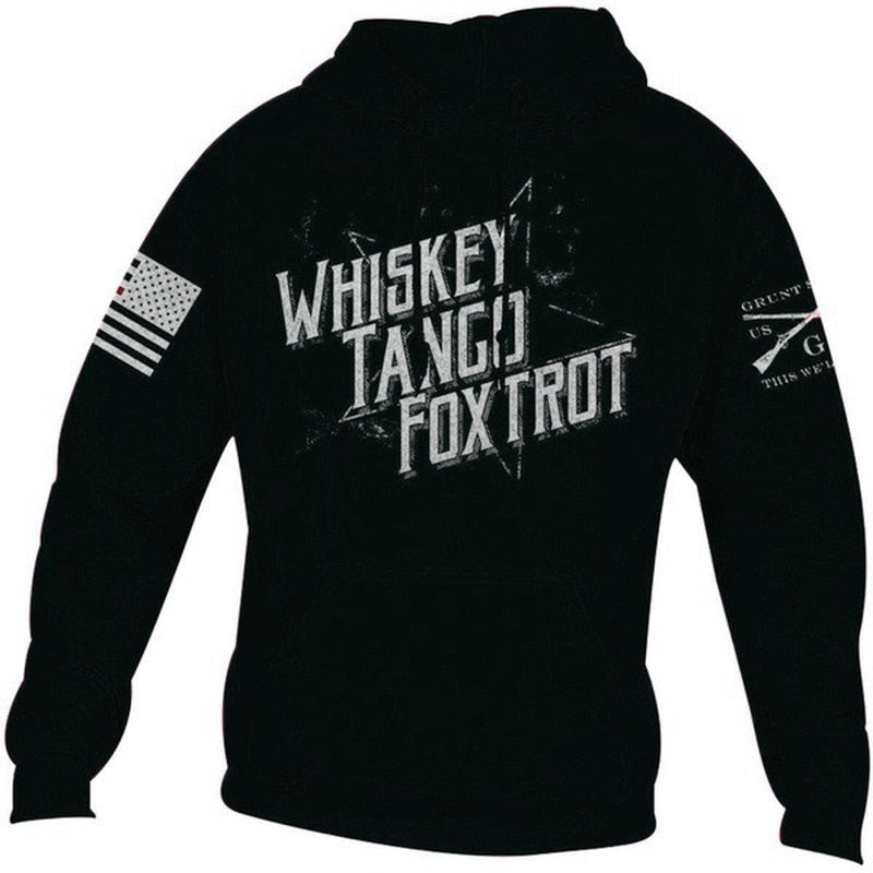 Herre WTF hettegenser i svart med morsomt statement-trykk. Komfortabel unisex genser for fritid og stil.